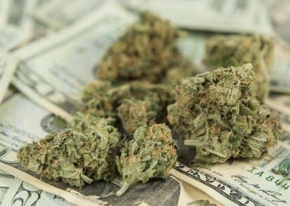 marijuana on money