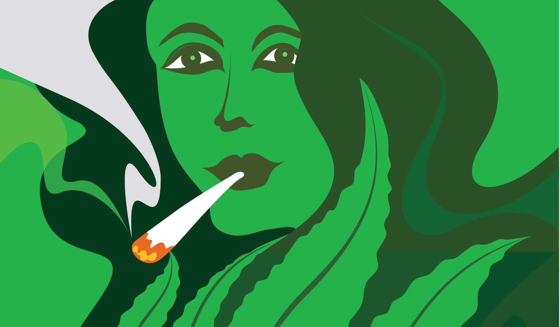 Cannabis Woman smoking a joint